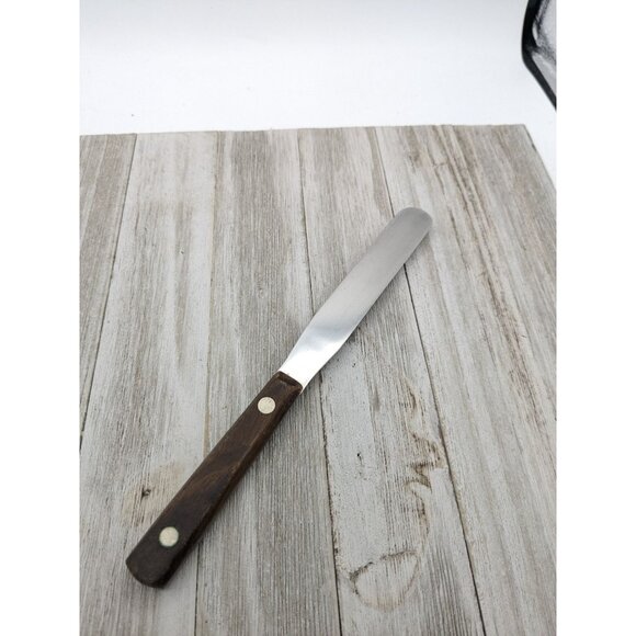 Vintage Universal Stainless Steel Spatula Cake Icing Wood Handle 9" - Picture 4 of 9